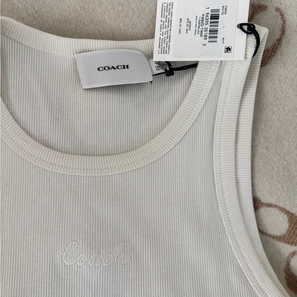 Coach White Ribbed Tank Top - Picture 3 of 4